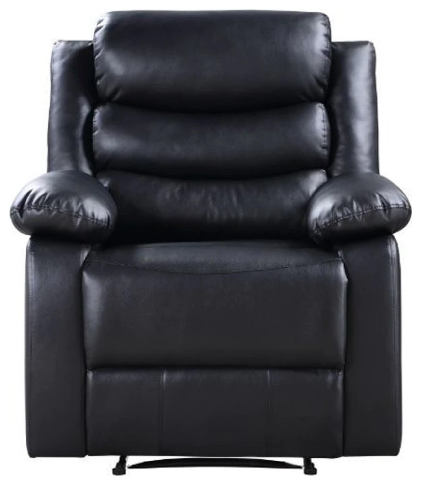 Power Recliner With Pocket Coil Seating And Pillow Top Arms Black  Saltoro   Contemporary   Recliner Chairs   by Uber Bazaar  Houzz