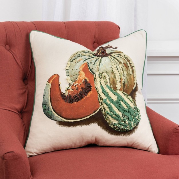 Oversize Gourds Square Throw Pillow Cover Green Rizzy Home