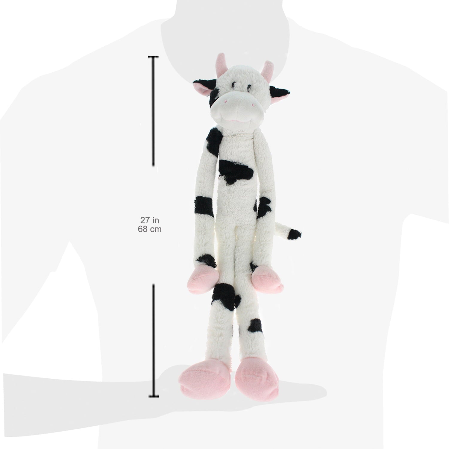 Multipet Swingin' Slevins Cow Plush Dog Toy， Extra Long， Extra Squeakers