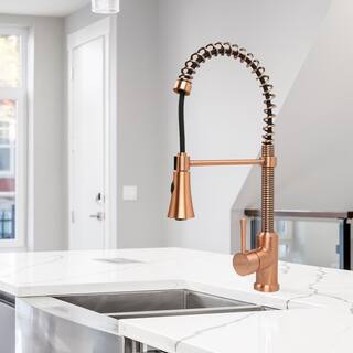 Akicon Single-Handle Pull-Down Sprayer Kitchen Faucet with Hi-Arc 360 Swivel Spout in Copper AK565C