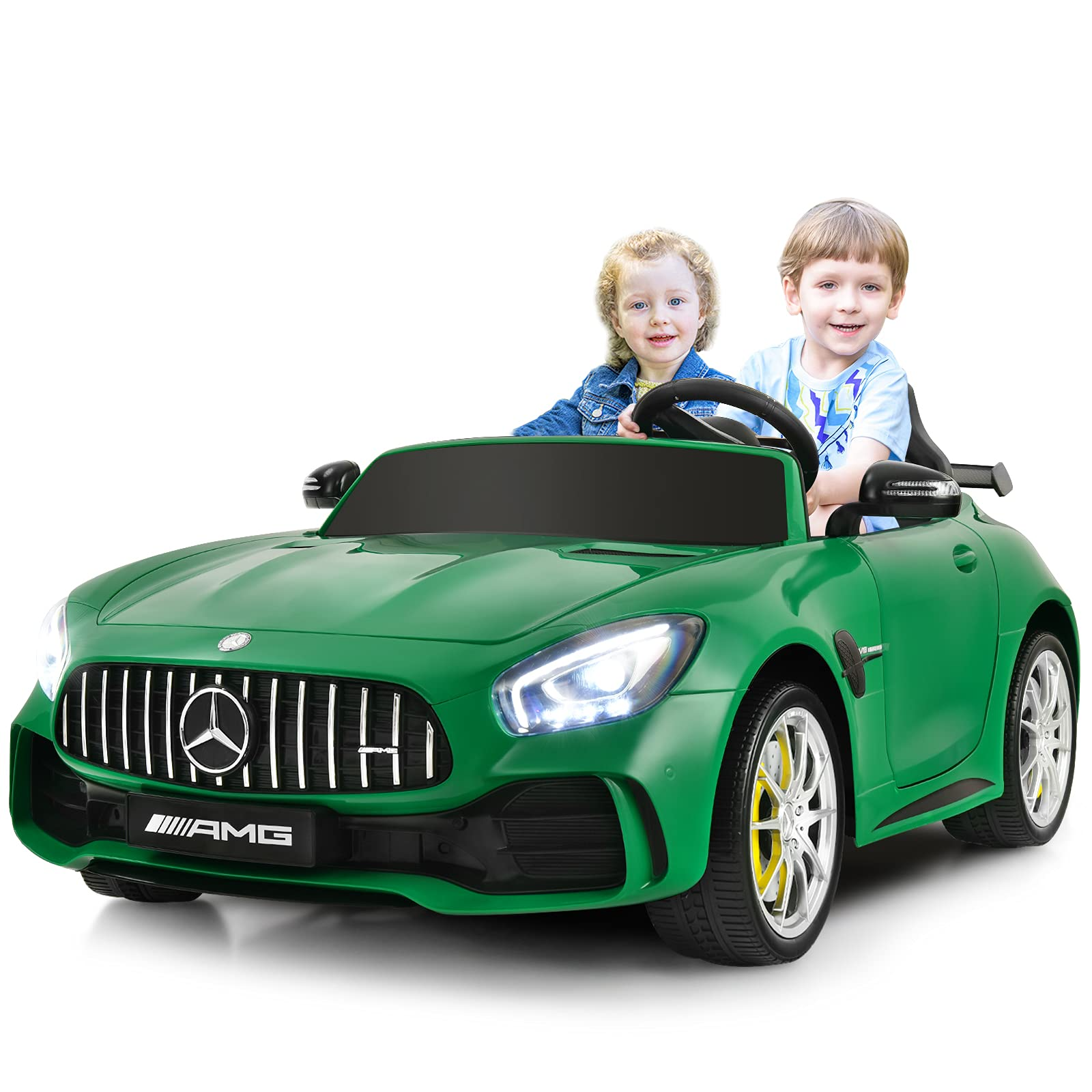 Costzon 2-Seater Ride on Car, 12V Licensed Mercedes Benz GTR Kids Car to Drive