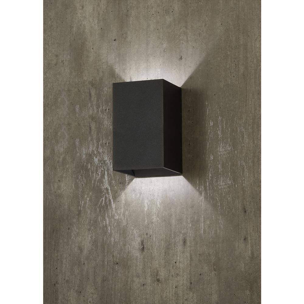 Home Decorators Collection Greeleyville 1-Light Sand Black Outdoor Integrated LED Wall Lantern Sconce 23751