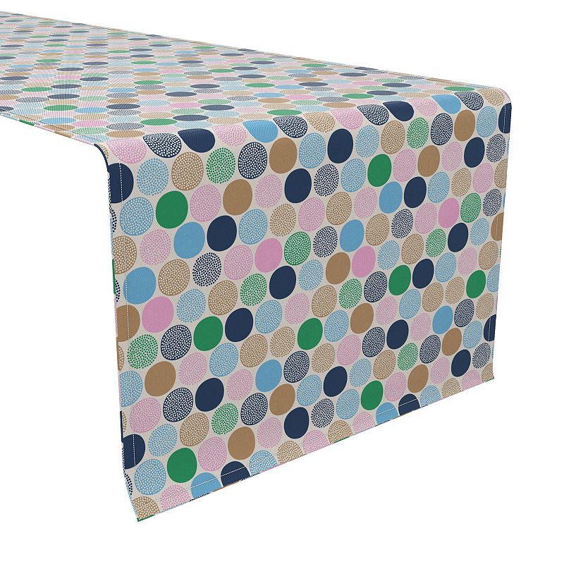 Table Runner， 100% Cotton， 16x90， Cheerful Dots