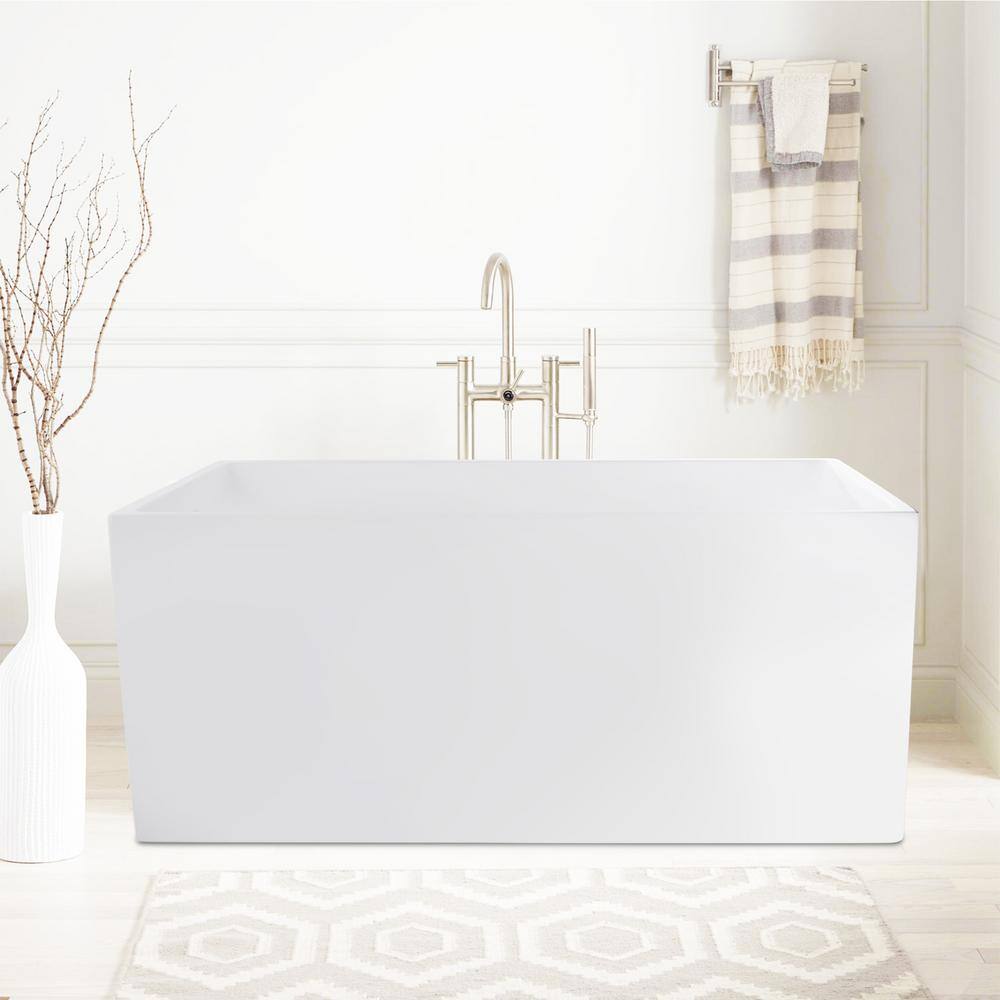 Vanity Art Vannes 47 in. Acrylic Flatbottom Freestanding Bathtub in White VA6816B-XS