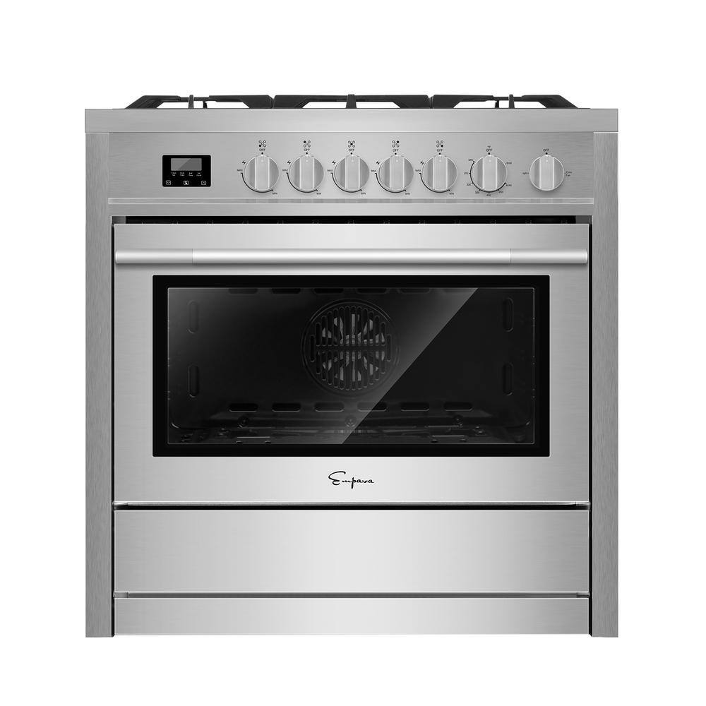 Empava 36 in. 5 Burner Slide-In Gas Range with 4.3 cu. ft. Single Oven in Stainless Steel EMP-36GR12