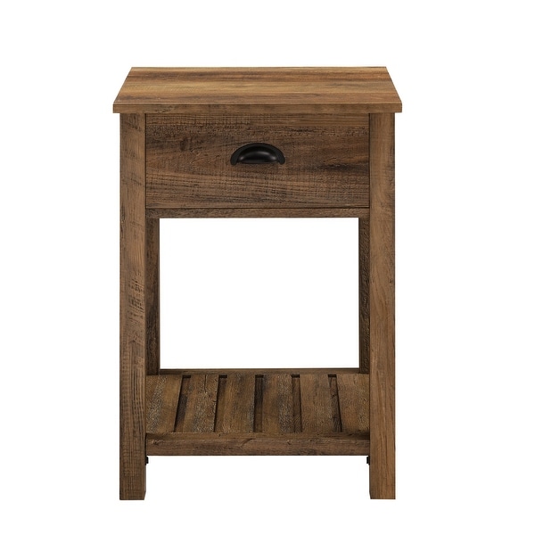 Farmhouse Single Drawer Open Shelf End Table