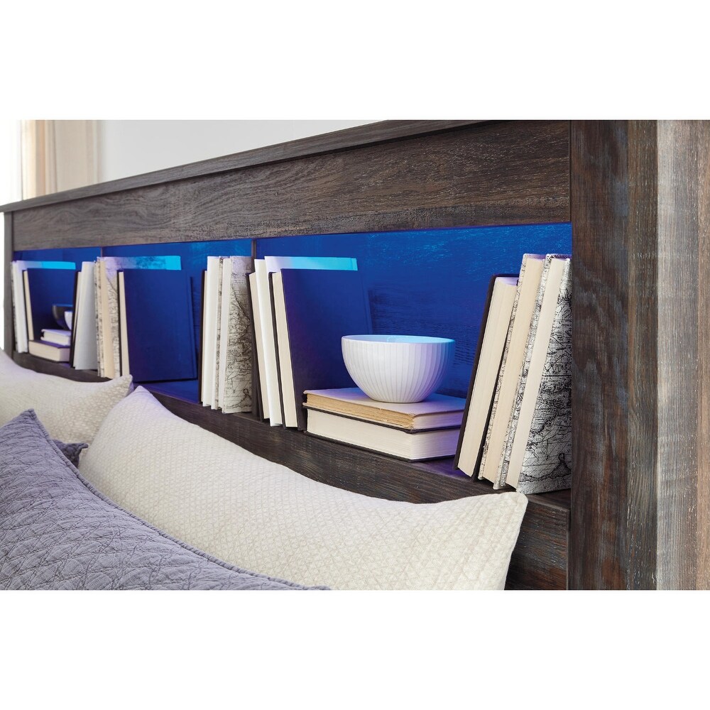 Drystan Rustic Brown Bookcase Headboard