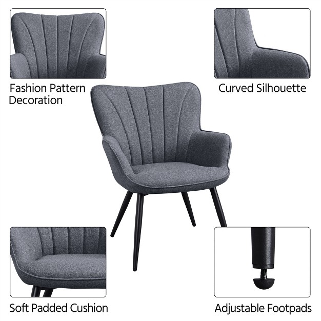 Yaheetech Fabric Upholstered Accent Chair Armchair For Living Room
