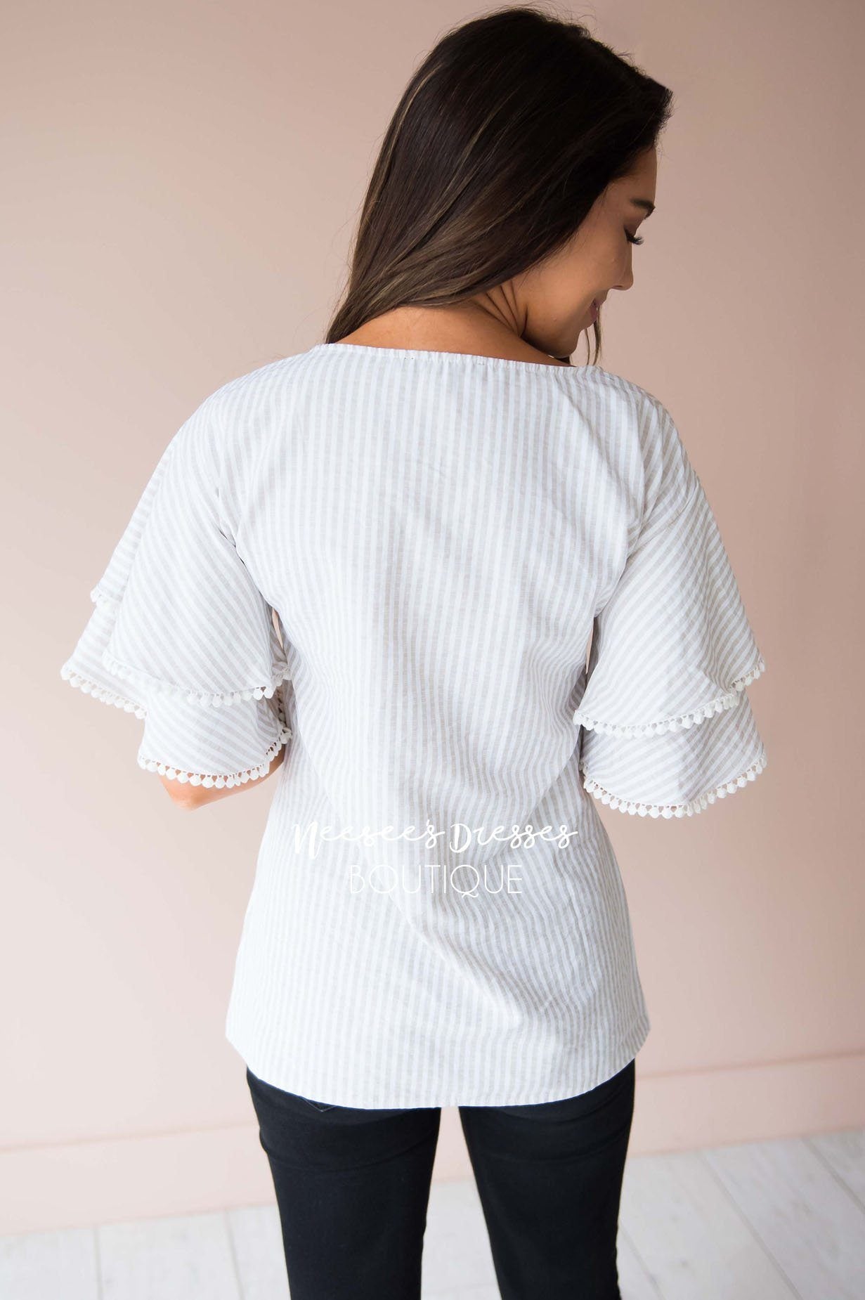 Wish You Were Here Pom Sleeve Top