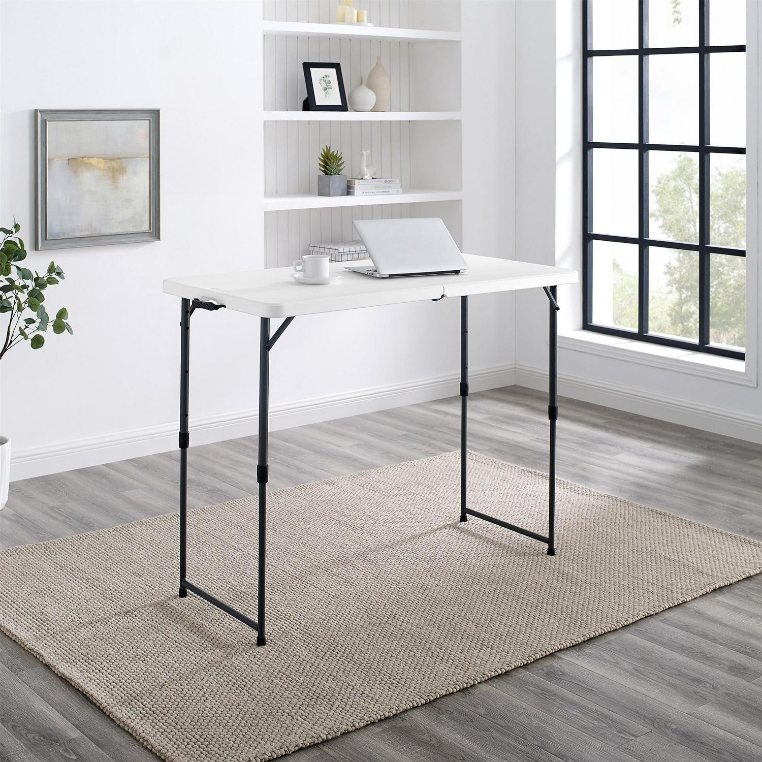 Mainstays 48242 Height Adjustable Folding Table White Granite  Crowdfused