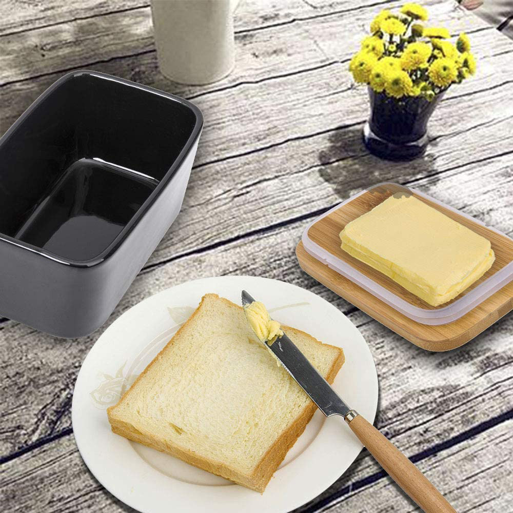 Larger Butter Dish with Cover and knife-Ceramics Butter Container with Lid for Countertop，Butter Dishes with Covers Perfect for East West Coast Butter