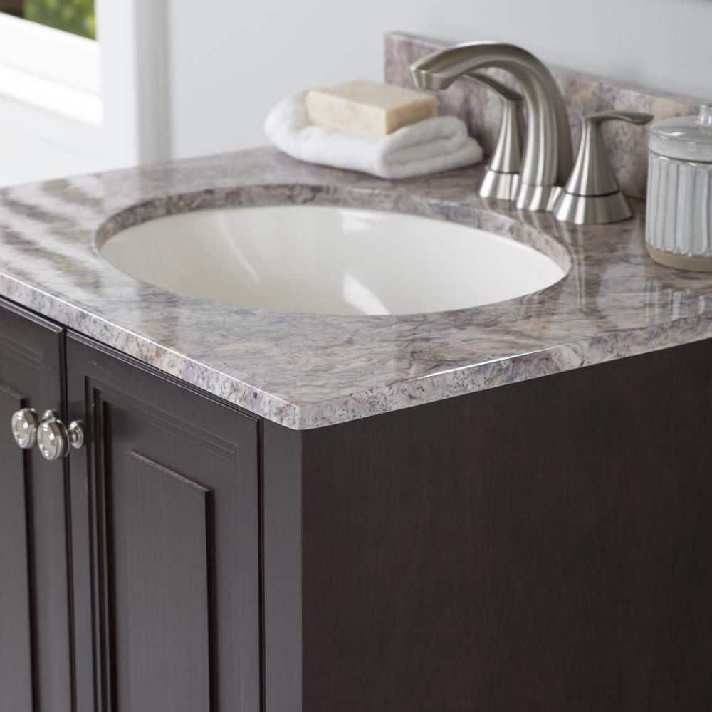 Home Decorators Collection 25 in x 22 in D Stone Effects Cultured Marble Vanity Top in Cold Fusion with Undermount White Sink