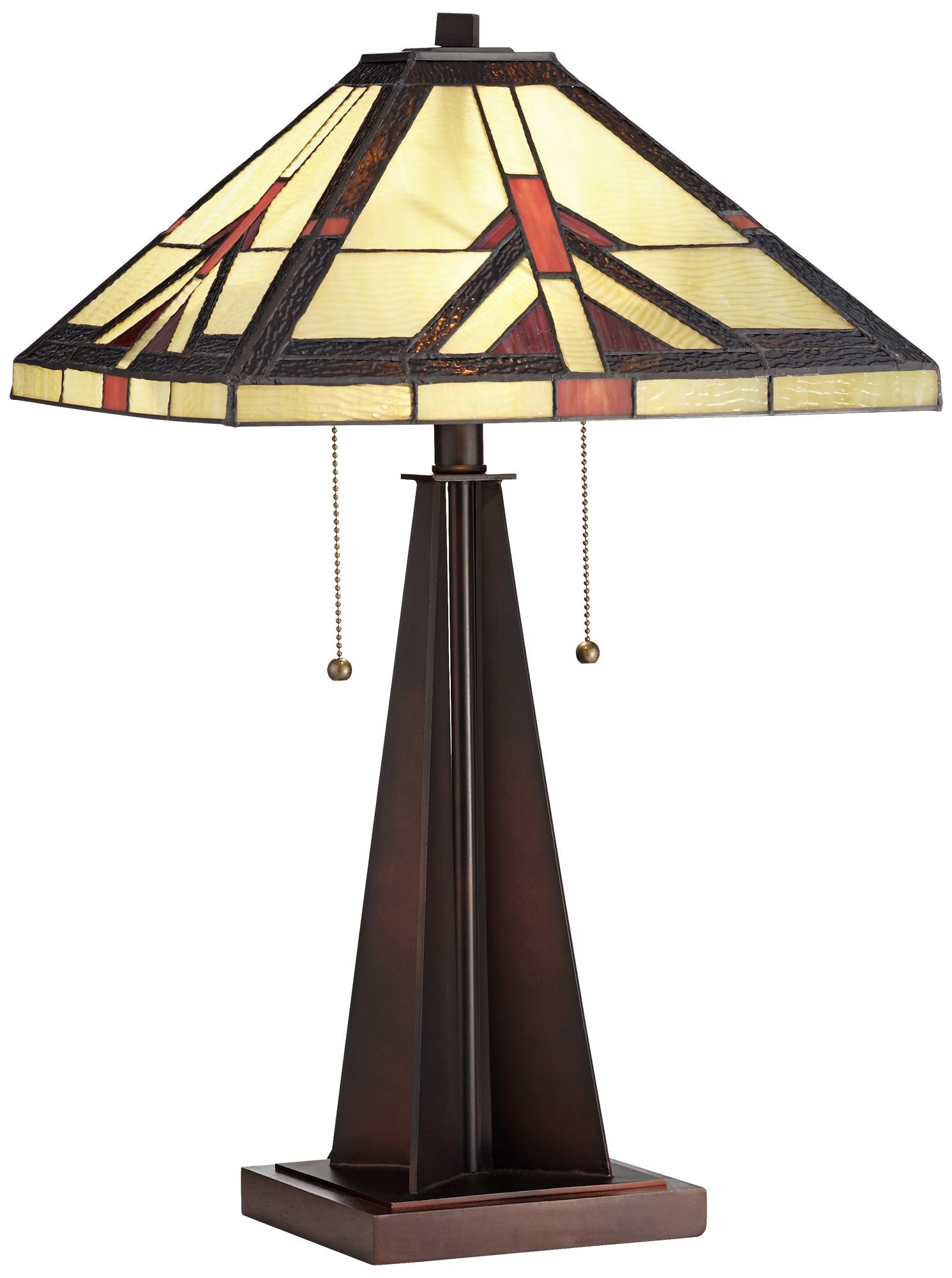 Robert Louis  Rustic Accent Table Lamp 23.75" High Bronze Stained Art Glass Shade for Living Room Bedroom Bedside Nightstand Office