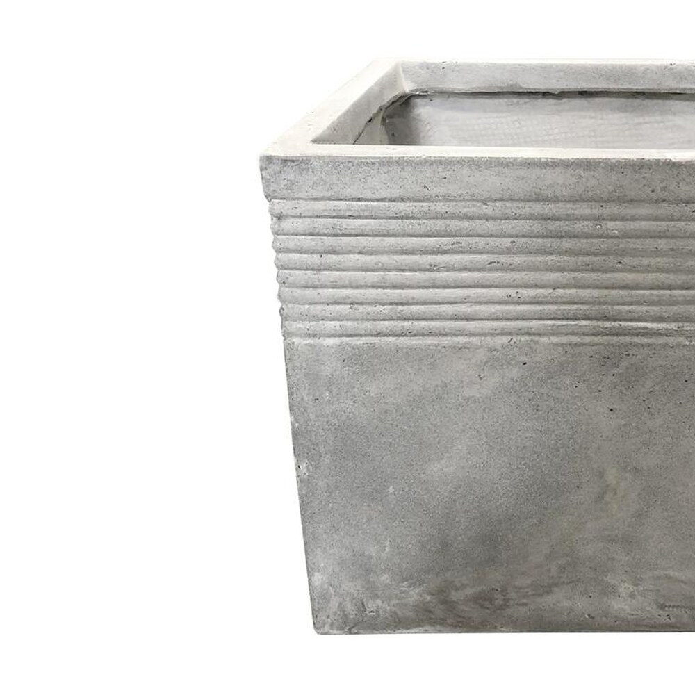 Durx litecrete Lightweight Concrete Square Stripped Light Grey Planter Large   17.7'x17.7'x17.7'