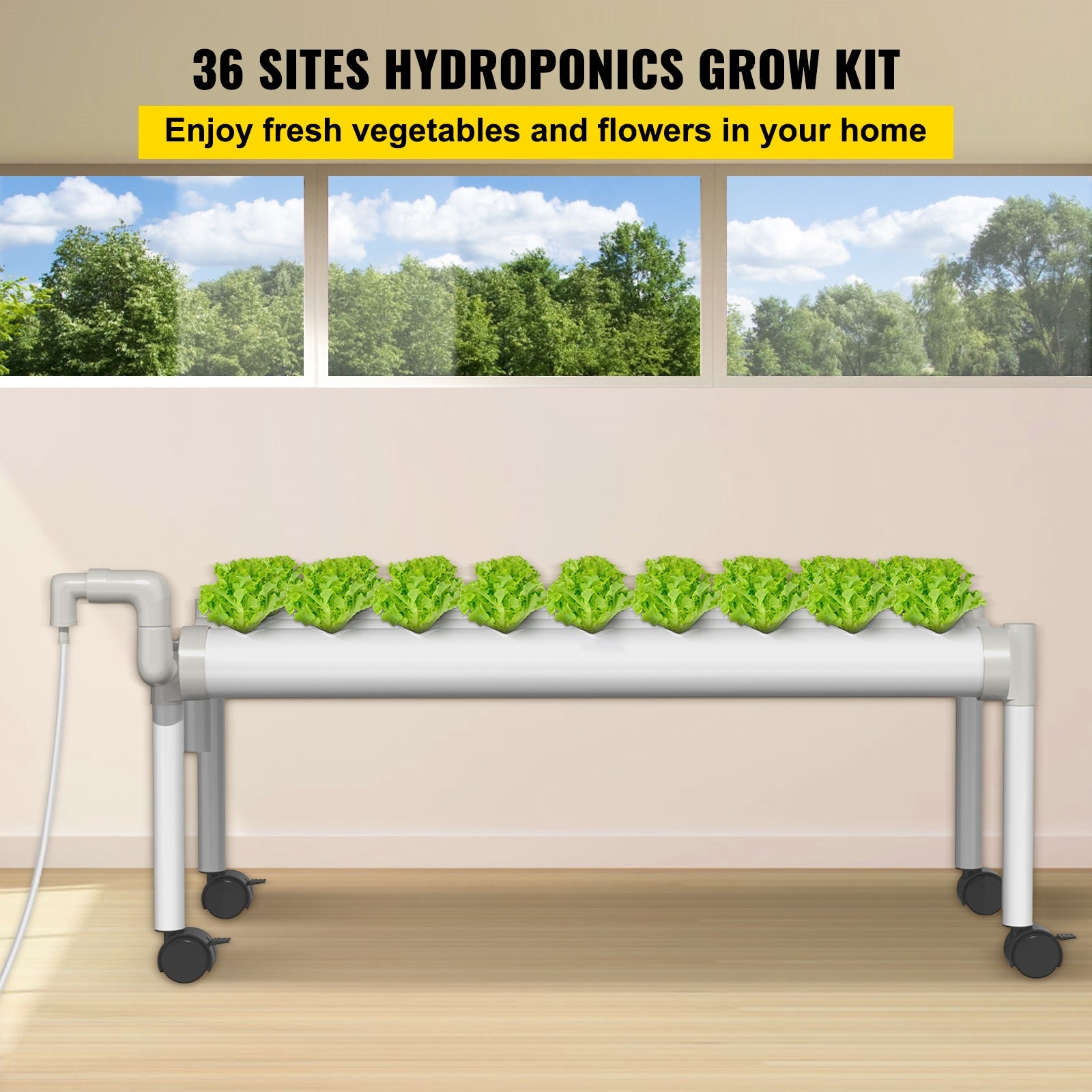 BENTISM Hydroponic Grow Kit Hydroponics System 36 Plant Sites 1 Layer 4 Pipes