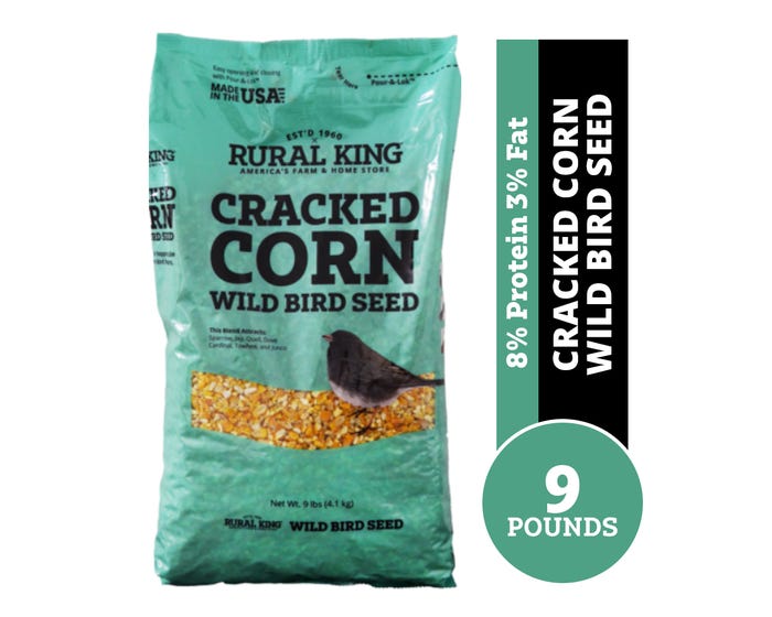 Rural King Cracked Corn， Wild Bird Seed， 9 lb. Bag