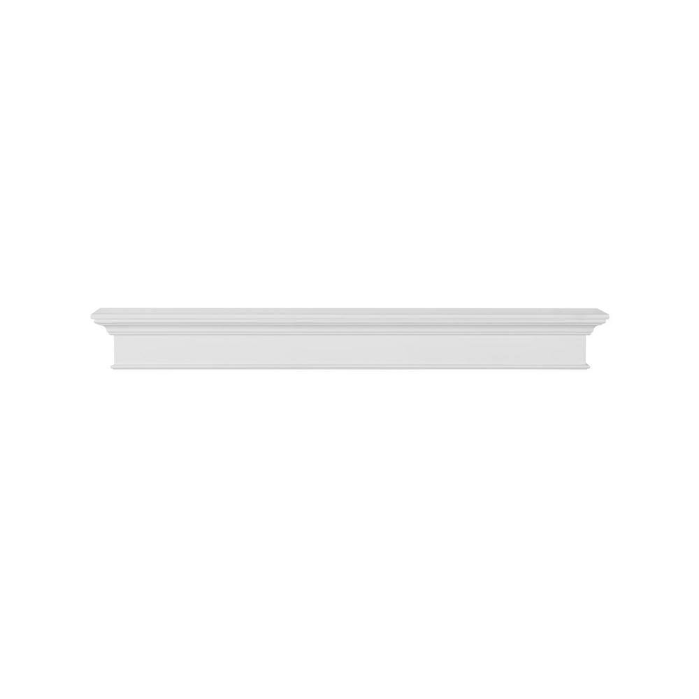 Pearl Mantels 4 ft. Crisp White Finish Cap-Shelf Mantel RPS48610D