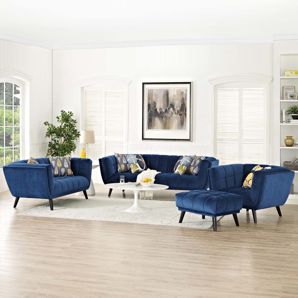 Modern Armchair and Lovesea and Sofa Set  Velvet Fabric   Midcentury   Living Room Furniture Sets   by House Bound  Houzz