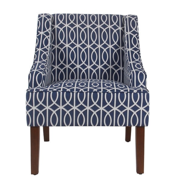 Porch and Den Cammy Blue Trellis Swoop Accent Chair