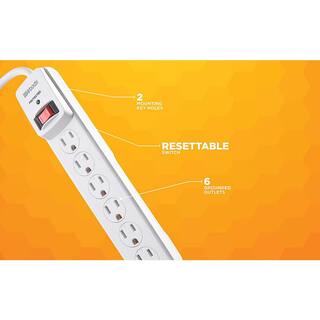 Woods Electronics 6-Outlet 750-Joule Surge Protector with Sliding Safety Covers 3 ft. Power Cord - Gray 41497