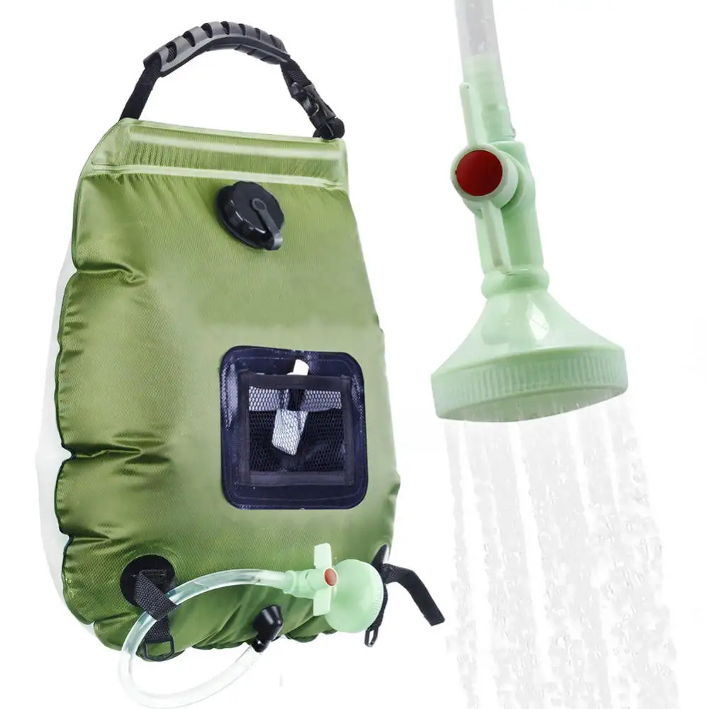 Water Bags Outdoor Camping Hiking Solar Shower Bag Heating Camping Shower Climbing Hydration Bag Hose Switchable Shower Head