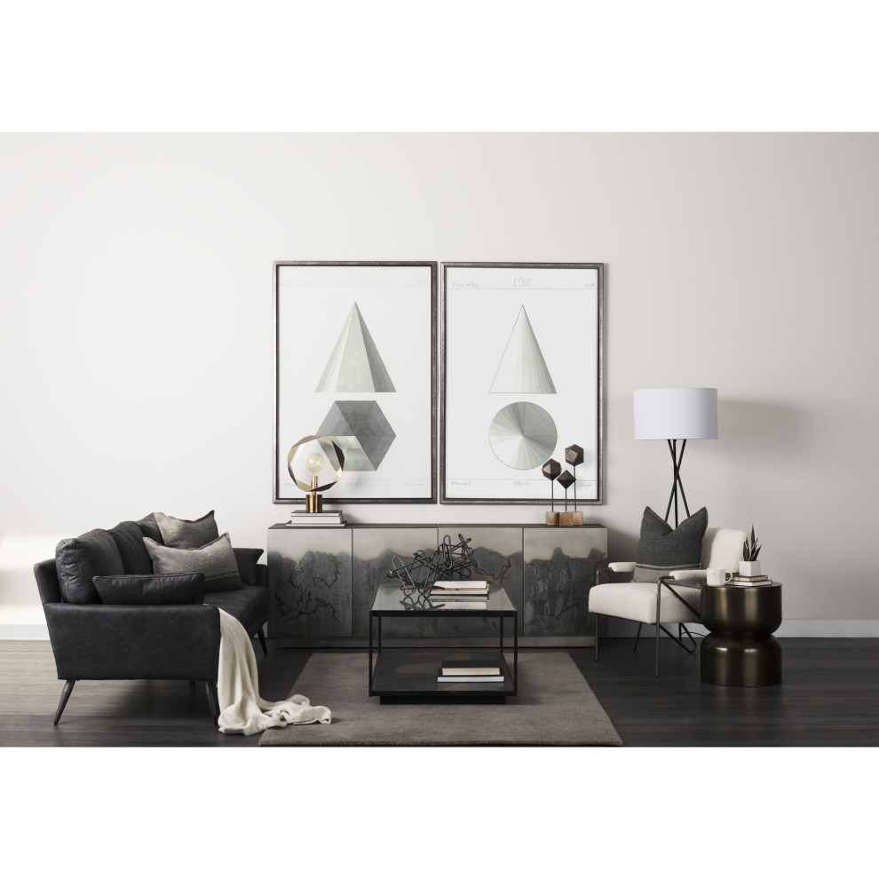 Vicunya Cream Fabric w/ Dark Gray Metal Frame Accent Chair   Midcentury   Armchairs And Accent Chairs   by Mercana  Houzz
