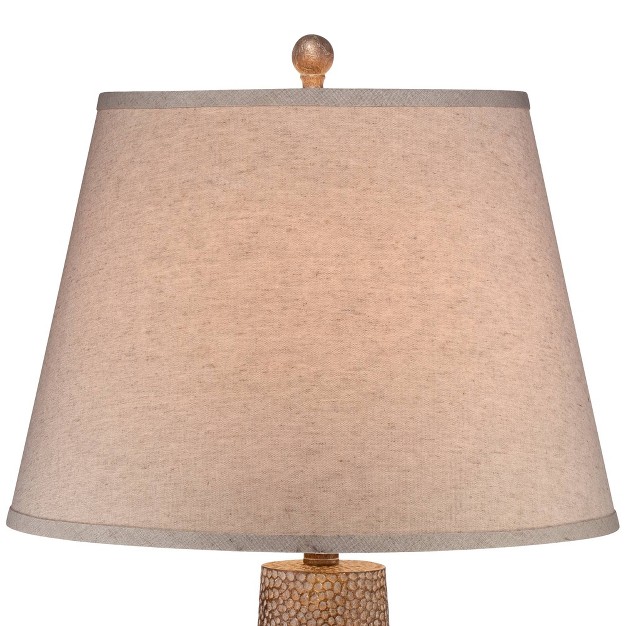 Tall Brown Leaf Textured Hammered Pot Off White Empire Shade For Bedroom Living Room House Home