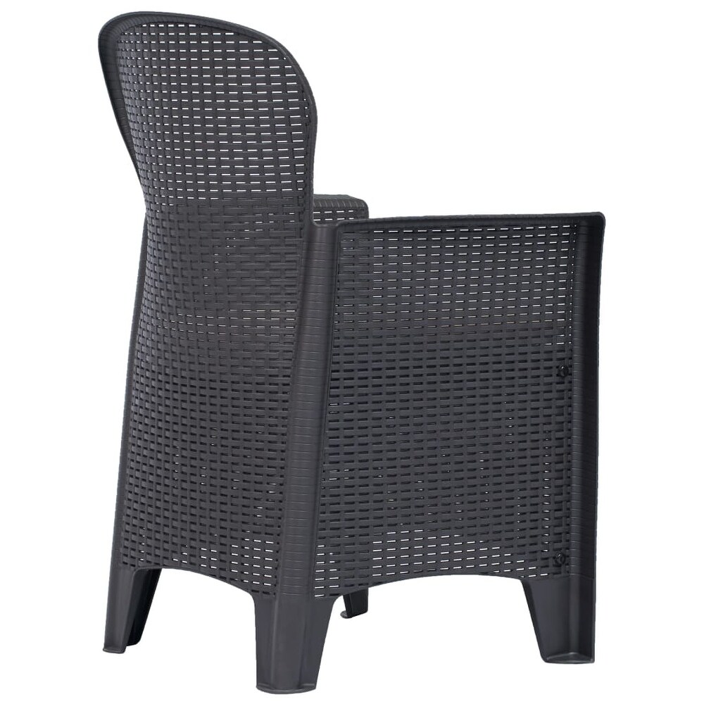 vidaXL Patio Chairs 2 Pcs Dining Single Chair with Cushion Plastic Rattan Look   23.2\