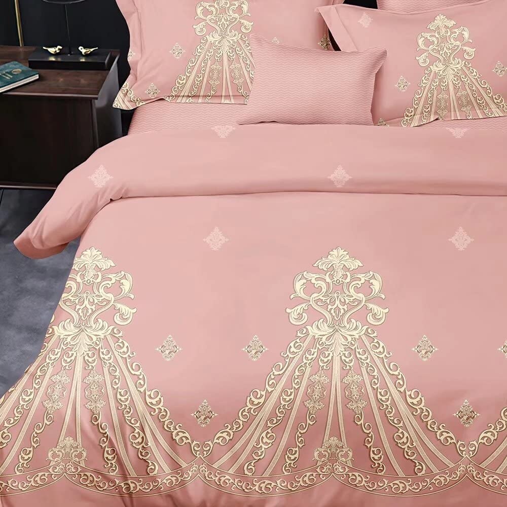 3 Pieces King Bedding Sets  Pink with Luxury Printing