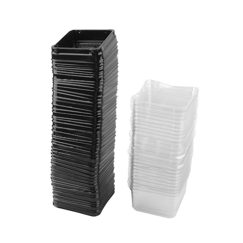 Plastic Bakery Moon Cake Boxes Container Holder Cover 50pcs Black