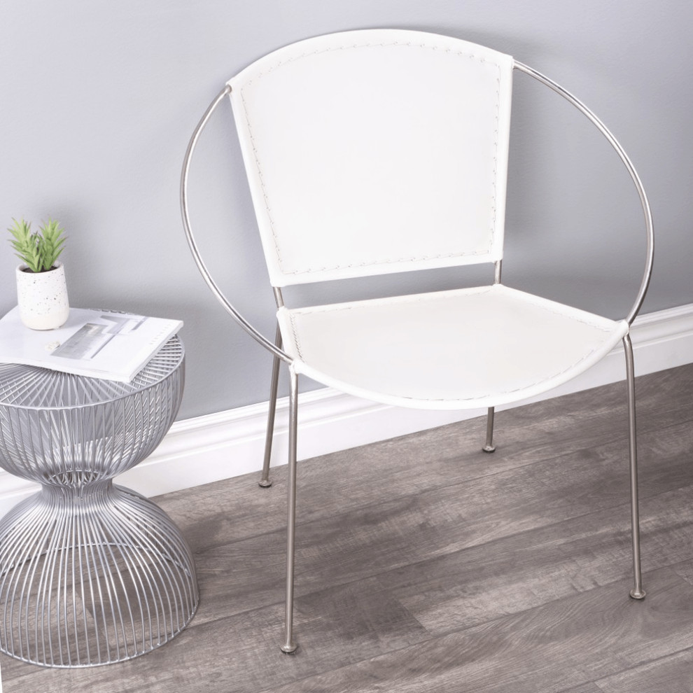 31 quotWhite And Gray Faux Leather Side Chair   Contemporary   Armchairs And Accent Chairs   by HomeRoots  Houzz