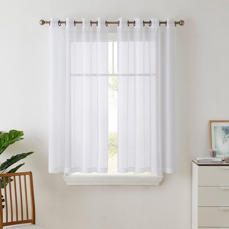 THD Basics 2 Piece Semi Sheer Voile Window Curtain Drapes Grommet Top Panels - Set of 2 panels