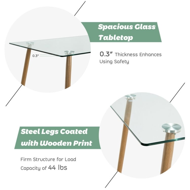 Modern Glass Rectangular Dining Table with Metal Legs   51\