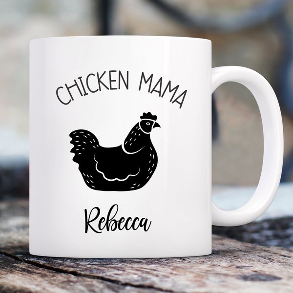 904 Custom Personalized Chicken Mama Double Sided Mug， 11-oz