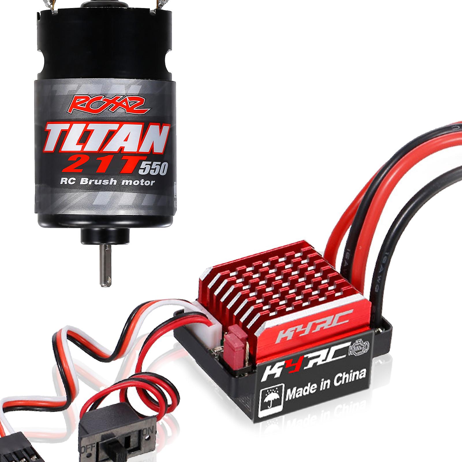 550 21t Brushed Motor With 60a/360a Esc Brushed Electric Speed Controller 6v/2a For Rc Racing Car Off-road Car Compatible With Trx-4 Trx-6 Axial