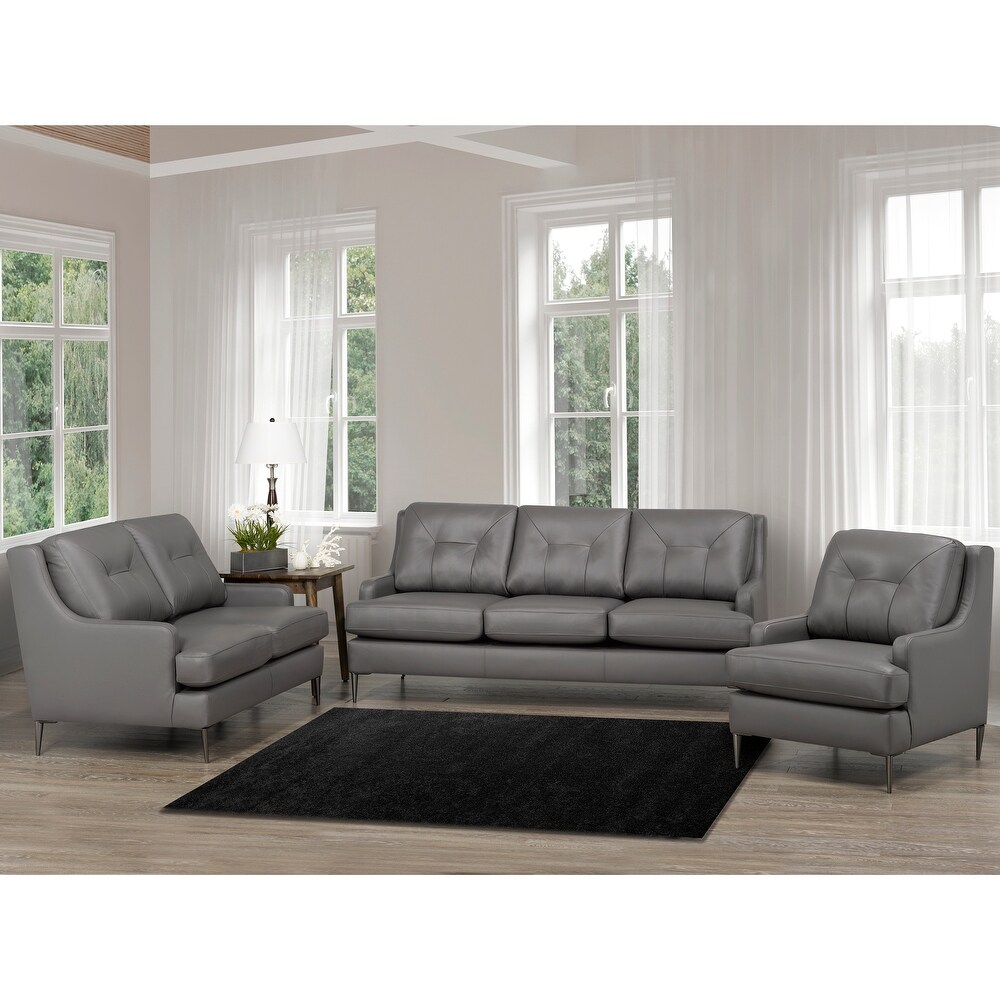 Vecchio Leather Upholstered Sofa  Loveseat and Chair Set