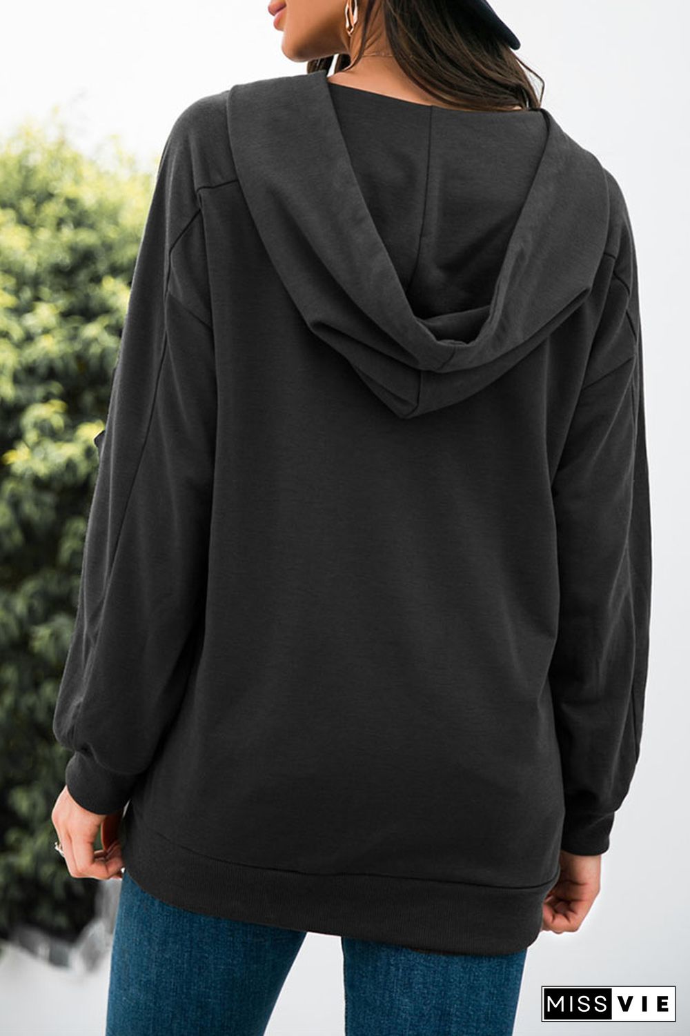 Drop Shoulder Criss-cross Hoodie Wholesale