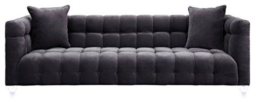 Bea Grey Velvet Sofa   Grey   Transitional   Sofas   by HedgeApple  Houzz