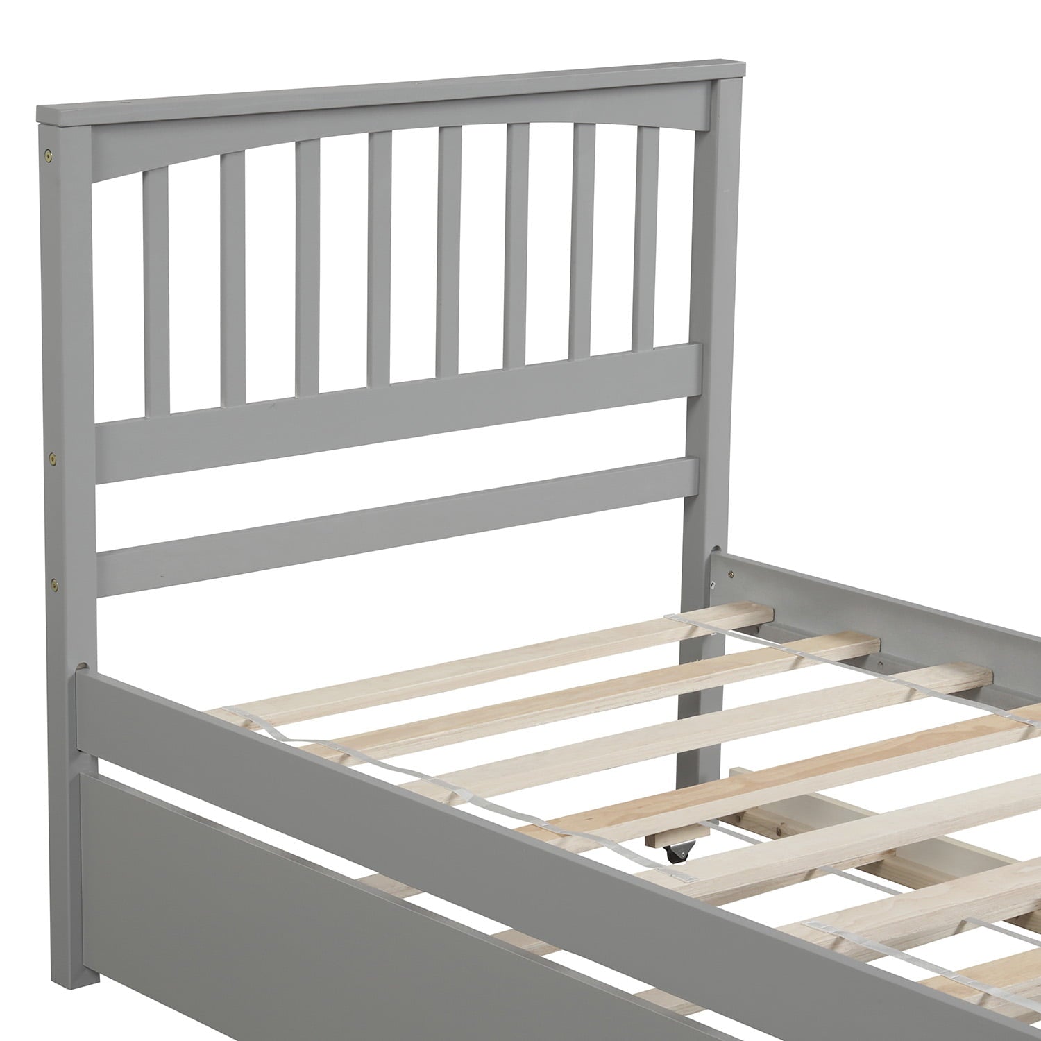 Twin Size Platform Bed with Trundle, Gray