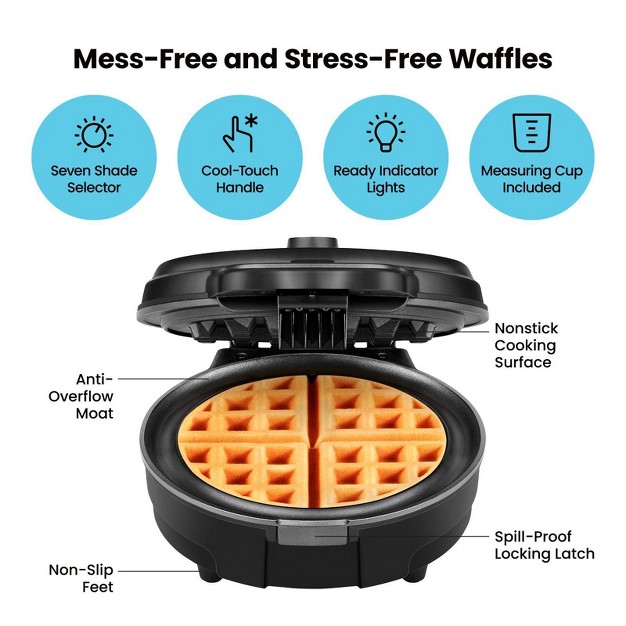 Chefman Anti overflow Waffle Maker Black Stainless Steel