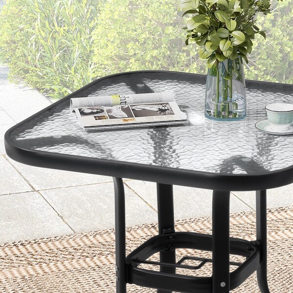 VredHom Outdoor Patio Dining Bistro Table with Umbrella Hole