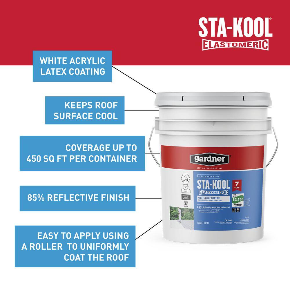 Gardner 5 Gal. Sta-Kool Elastomeric White Reflective Roof Coating SK-7705