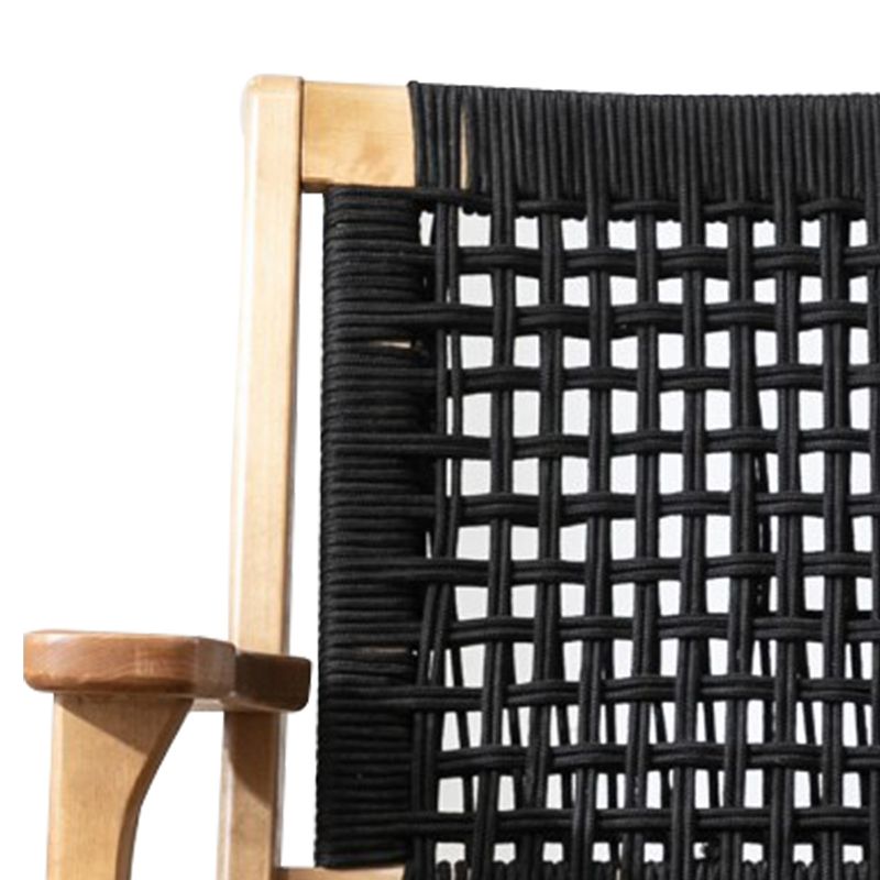 Accent Chair with Rope Woven Seat and Wooden Frame， Brown and Black