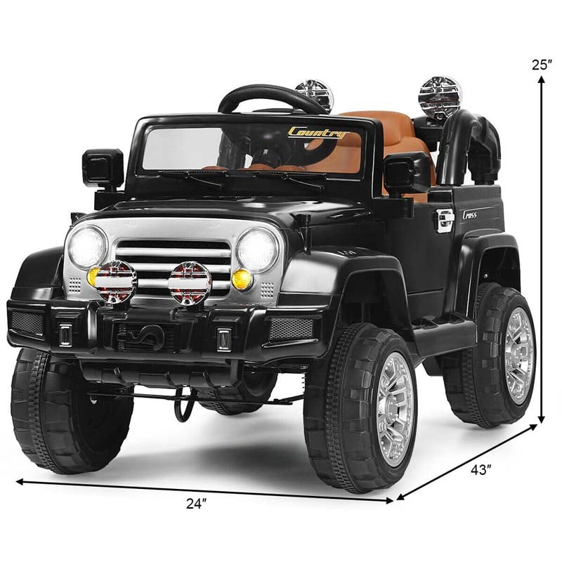 Kids Ride On Truck 12V Battery Powered Ride-on Toy Car with LED Headlights, MP3, Music, Horn