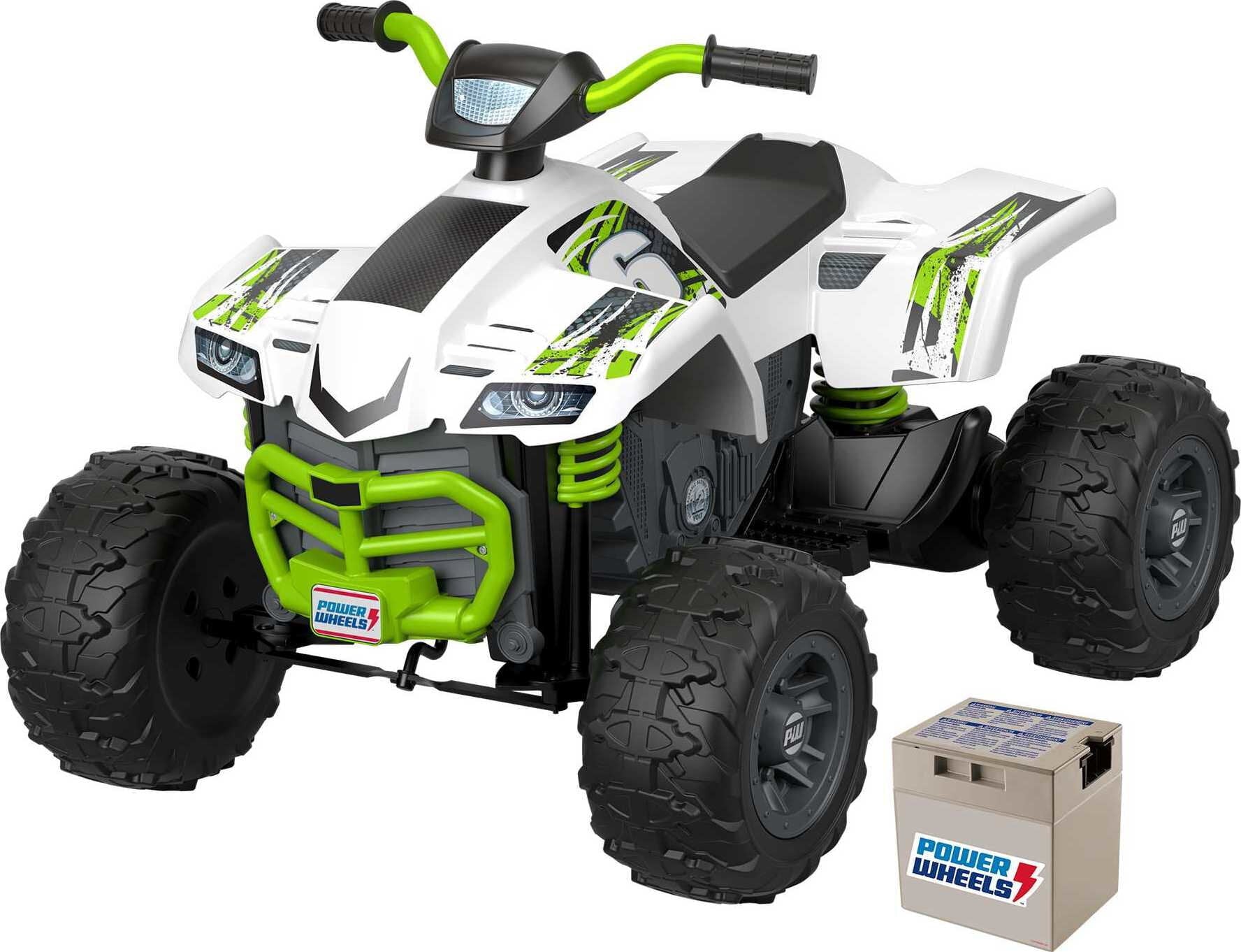 Power Wheels Racing ATV Battery Powered Ride-On Vehicle with Multi-Terrain Traction, Silver