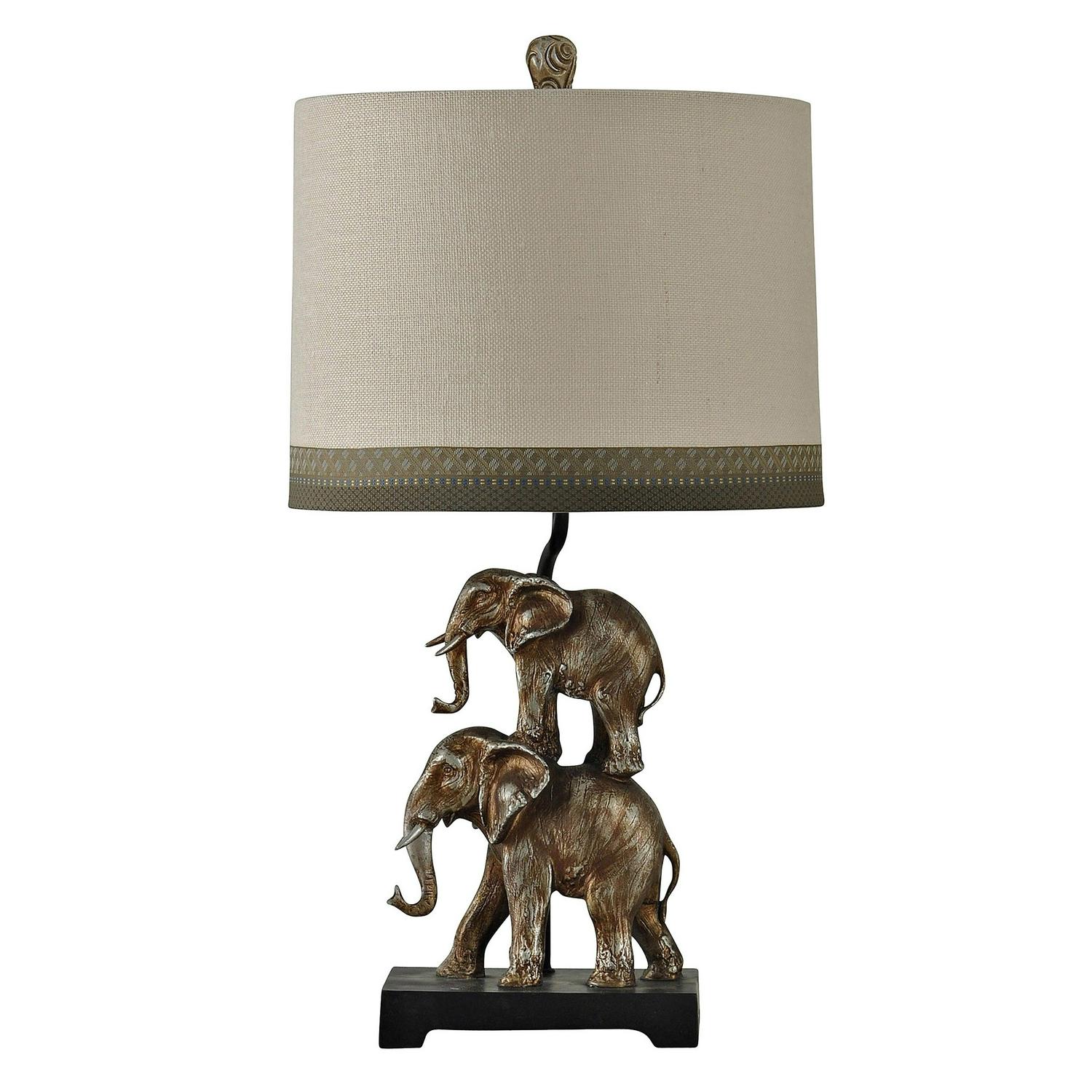 Kolkata Table Lamp  Antique Silver Finish  Taupe Hardback Fabric Shade