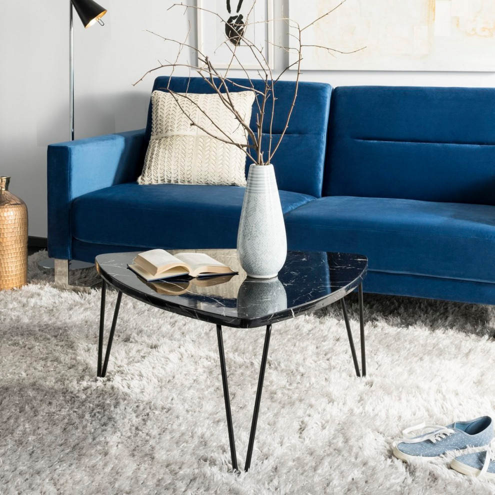 John Triangle Coffee Table  Black Marble/Black   Midcentury   Coffee Tables   by Rustic Home Furniture Deco  Houzz