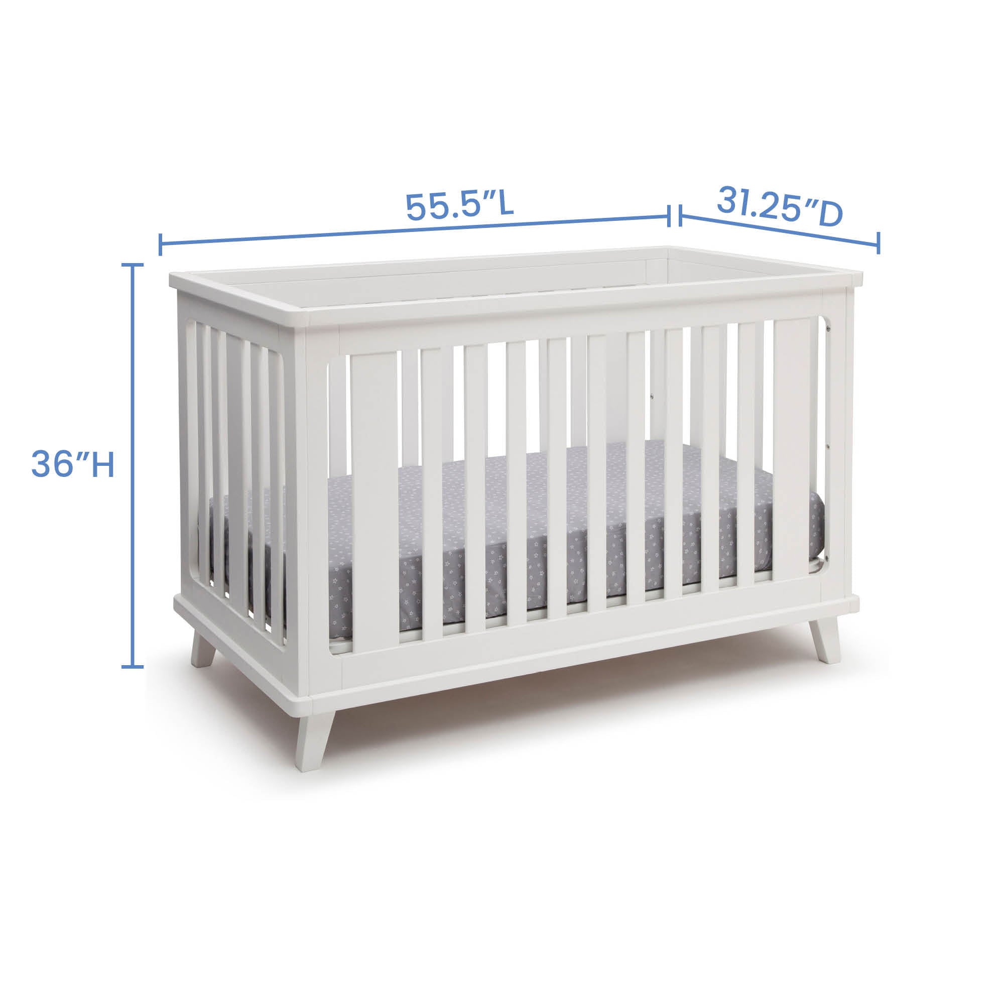 Delta Children Ava 3-in-1 Convertible Baby Crib, White