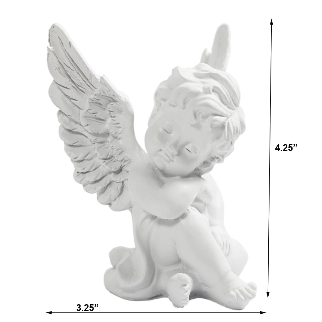 KiaoTime l Set of 2 Resin Adorable Cherubs Angels Statues Figurine Guardian Angel Garden Angels Sculpture Cute Angel Collection Wings Angel Memorial Statue 4.25