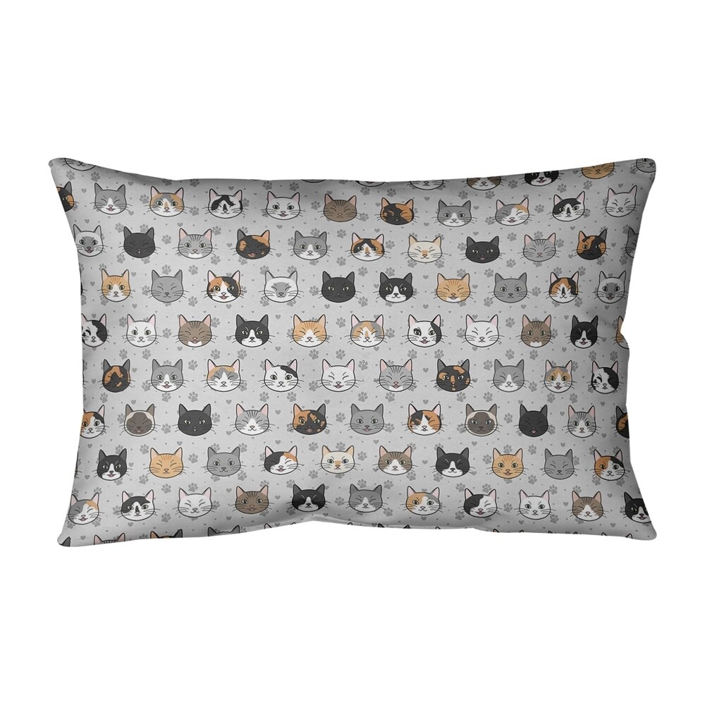 Porch   Den Alecia Kitty Cat Pattern Outdoor Lumbar Pillow